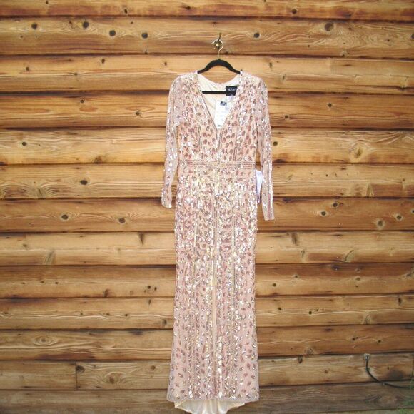 Mac Duggal 5002 Womens EMBELLISHED FRONT SLIT LONG SLEEVE GOWN - Picture 7 of 16